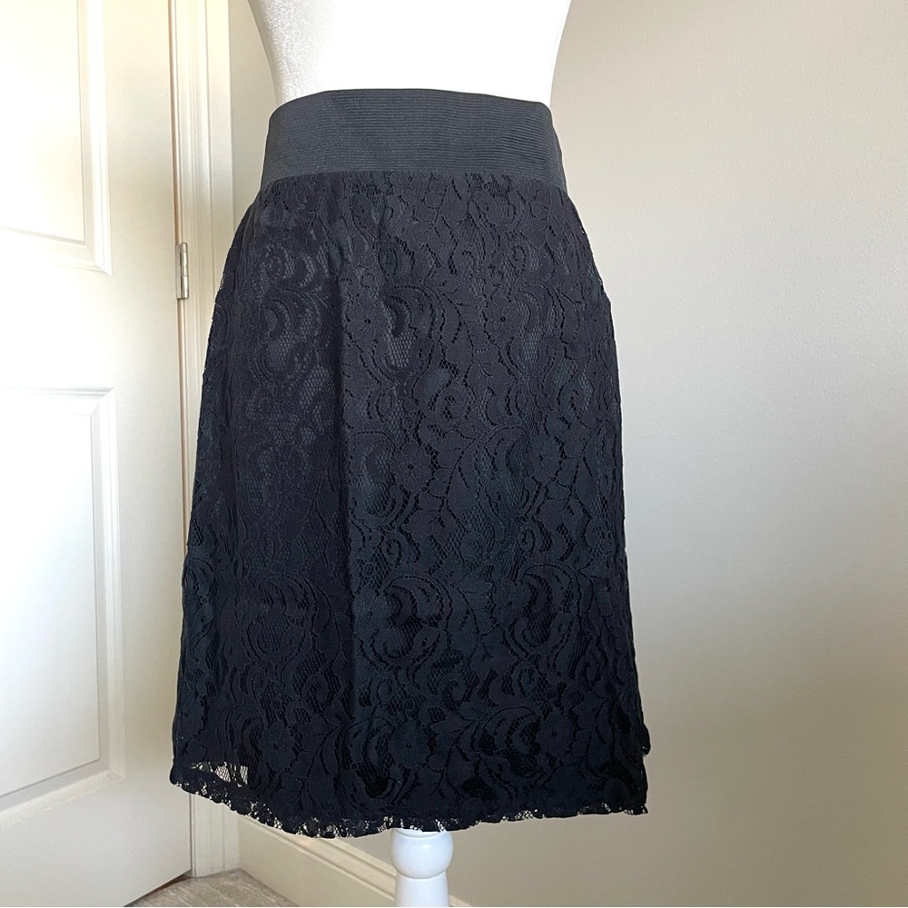 NWT Black Lacey Skirt, Knee Length Skirt, Black Skirt, Elastic Waistband